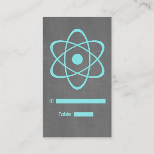 Aqua Atomic Chalkboard Place Card