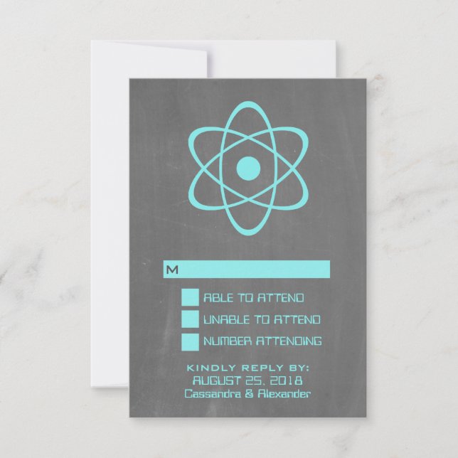 Aqua Atomic Chalkboard Response Card (Front)