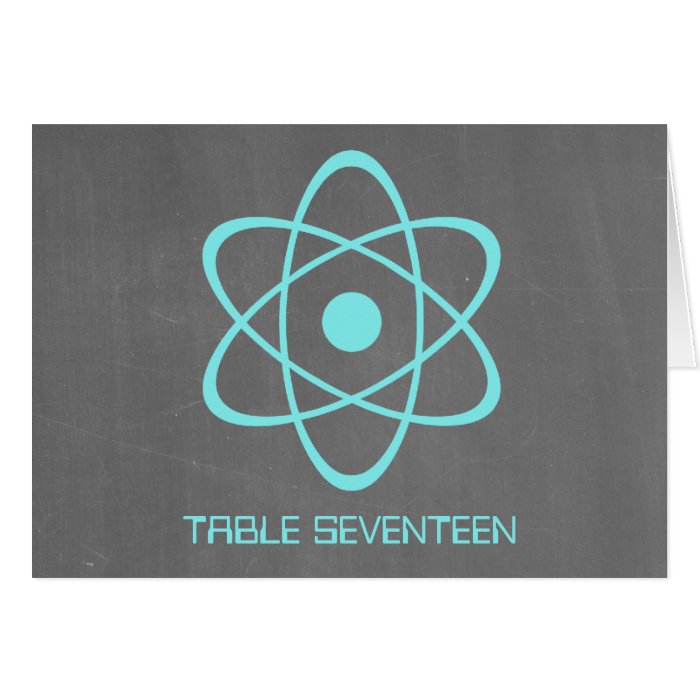 Aqua Atomic Chalkboard Table Number Card