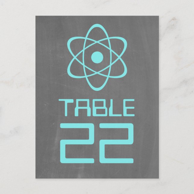 Aqua Atomic Chalkboard Table Number Postcard (Front)
