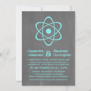 Aqua Atomic Chalkboard Wedding Invite