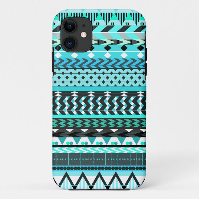 Aqua Aztec Pattern Case-Mate iPhone Case (Back)
