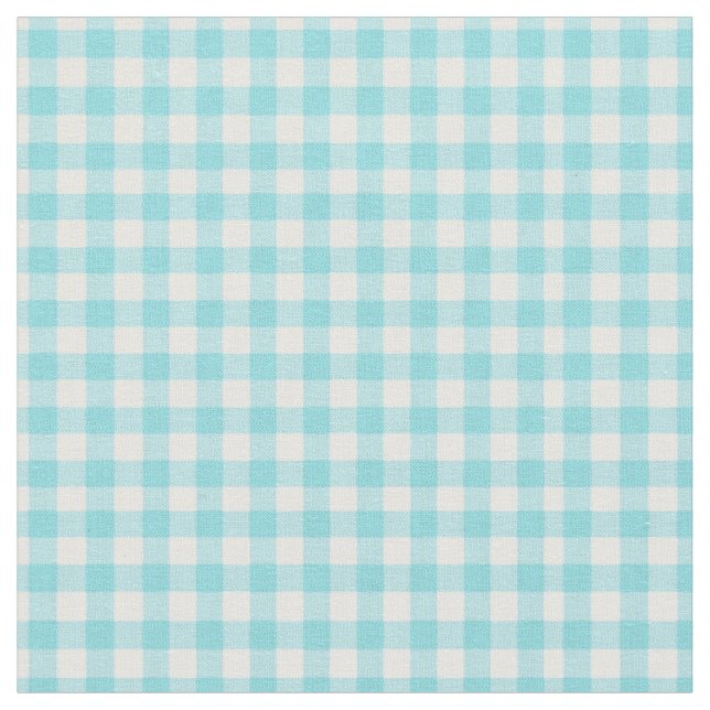 Aqua Baby Blue and White Gingham for Home Canning Fabric (Close Up)