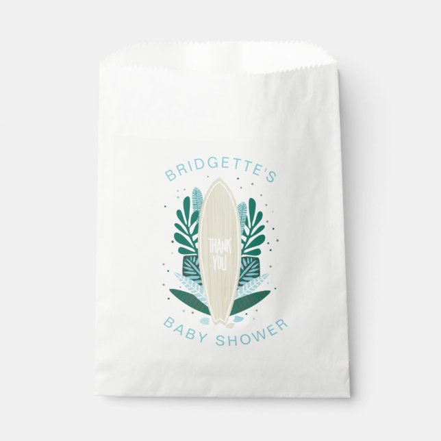 Aqua Baby On Board Tropical Baby Shower  Favor Bag (Front)