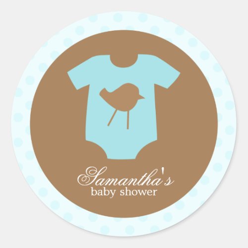 Aqua Baby Outfit Baby Shower Classic Round Sticker