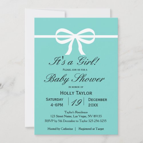 Aqua Baby Shower Invitation