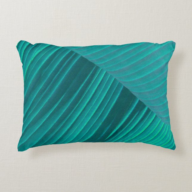 Aqua Banana Leaf Decorative Pillow (Front)
