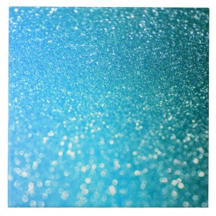 Aqua Beach Blue Summer Glitter Tile