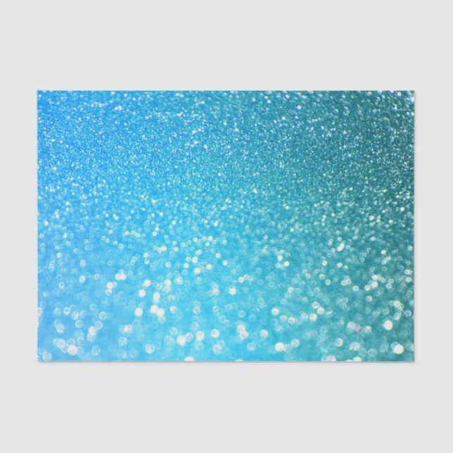 Aqua Beach Blue Summer Glitter Tissue Paper (Front)