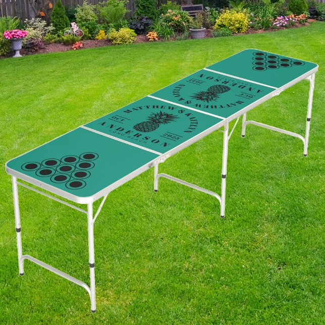 Aqua Beach Breeze Dk Tropical Pineapple Wedding Beer Pong Table (Creator Uploaded)