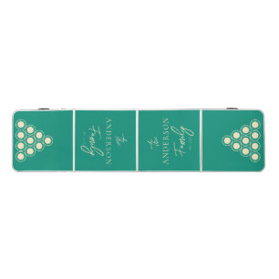 Aqua Beach Breeze Hand Written Family Name Beer Pong Table