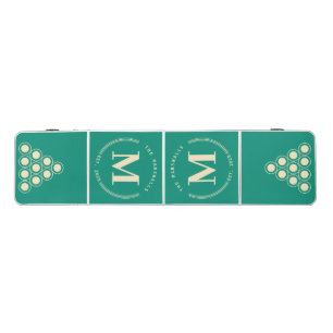 Aqua Beach Breeze Modern Circle Monogram Beer Pong Table