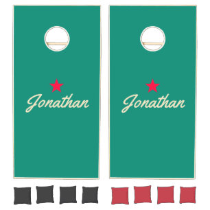 Aqua Beach Breeze Vintage Star Signature Cornhole Set