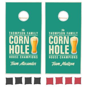 Aqua Beach Brew Battle Champions Team Names Cornhole Set