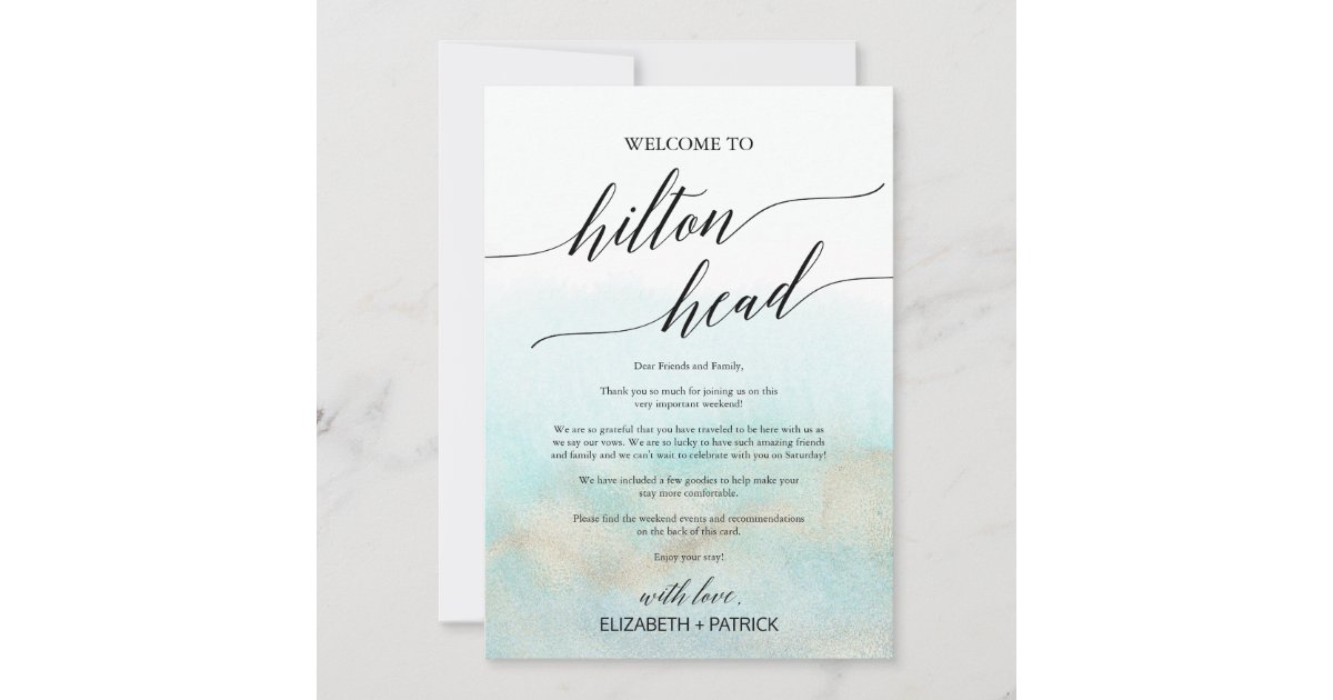 Aqua Beach Hilton Head Letter & Itinerary