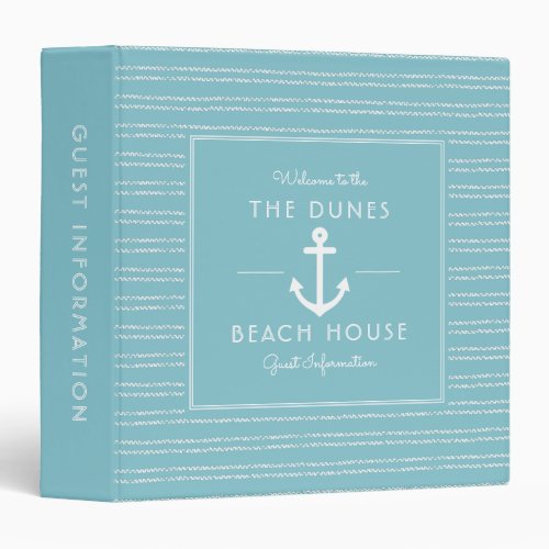 Aqua Beach House Vacation Rental Guest Information 3 Ring Binder