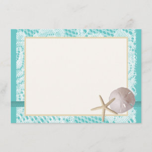 Aqua Beach Lace Sand Dollar Thank You