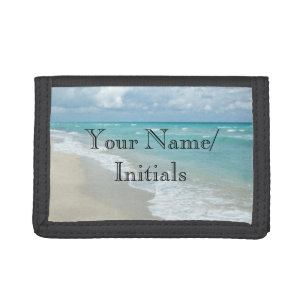 Aqua Beach Personalized Trifold Wallet