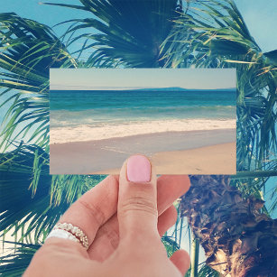 Aqua Beach Scene Minimalist Photo Business Card