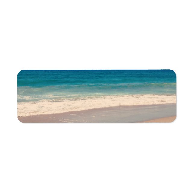 Aqua Beach Scene Photo Label (Front)
