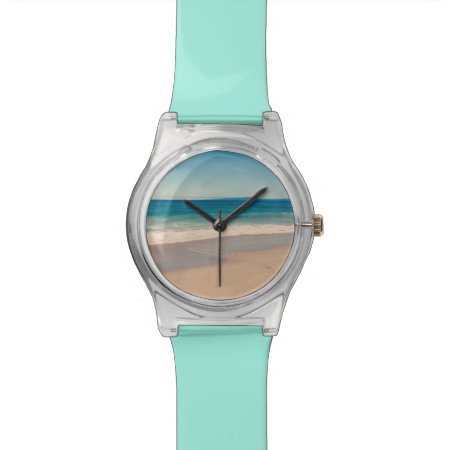 Aqua Beach Scene Photo Wrist Watch