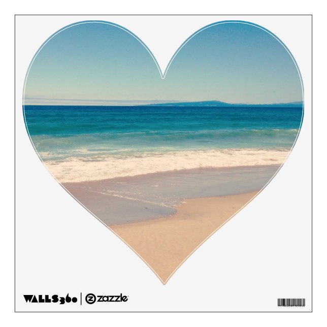 Aqua Beach Scenic Photo Heart Wall Decal (Front)