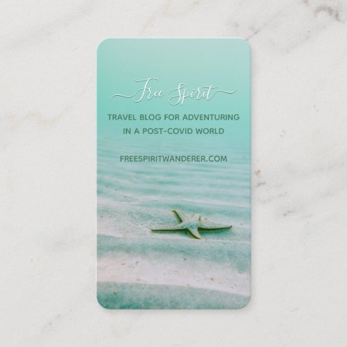 Aqua Beach Travel Blog Starfish Coastal Template Business Card