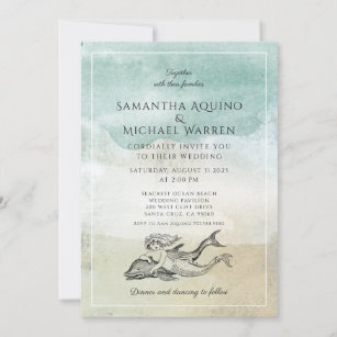 Aqua Beach Wedding Invitation