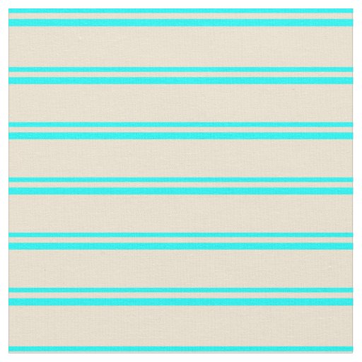 Aqua & Beige Colored Lined/Striped Pattern Fabric