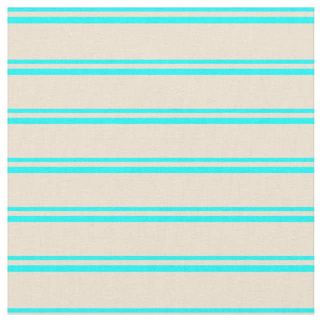 Aqua & Beige Colored Lined/Striped Pattern Fabric (Close Up)