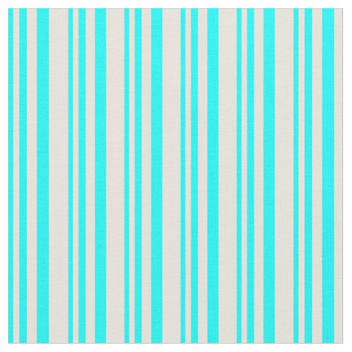 Aqua & Beige Pattern of Stripes Fabric