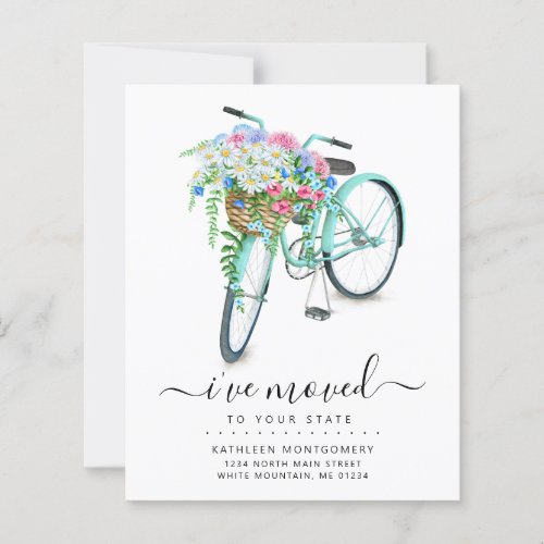 Aqua Bicycle Floral Basket Budget Moving Card 