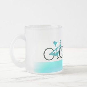 Aqua Bicycle Frosted Glass Coffee Mug