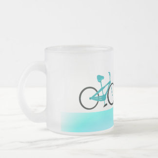 Aqua Bicycle Frosted Glass Coffee Mug