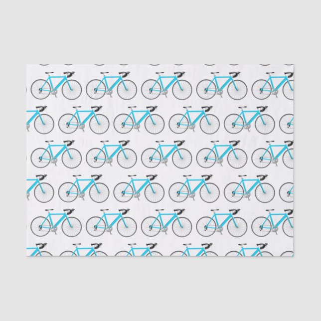 Aqua Bicycle on White Tissue Paper (Front)
