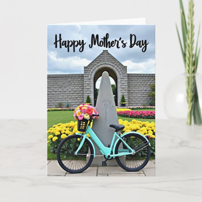 Aqua Bike Floral Mothers Day Card (Front)