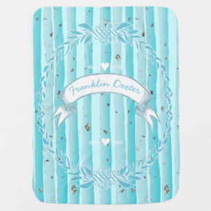 Aqua Birch Tree Vintage Garland Lil' Man Receiving Blanket