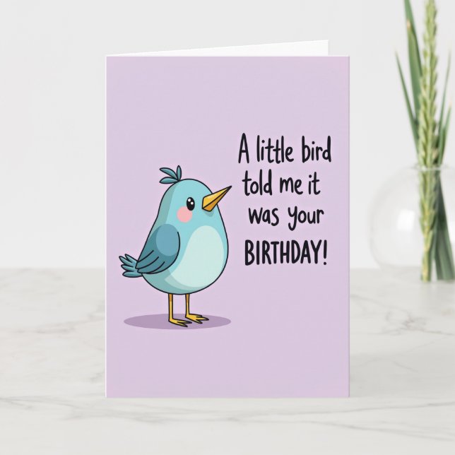 Aqua Bird Birthday Card (Front)