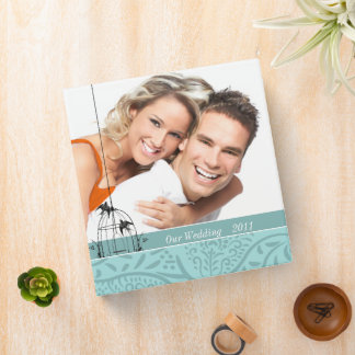 Aqua Bird Cage Your Photo Wedding Planner 2 Binder