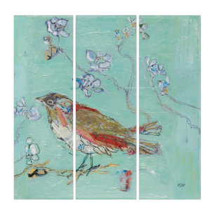 Aqua Bird Triptych