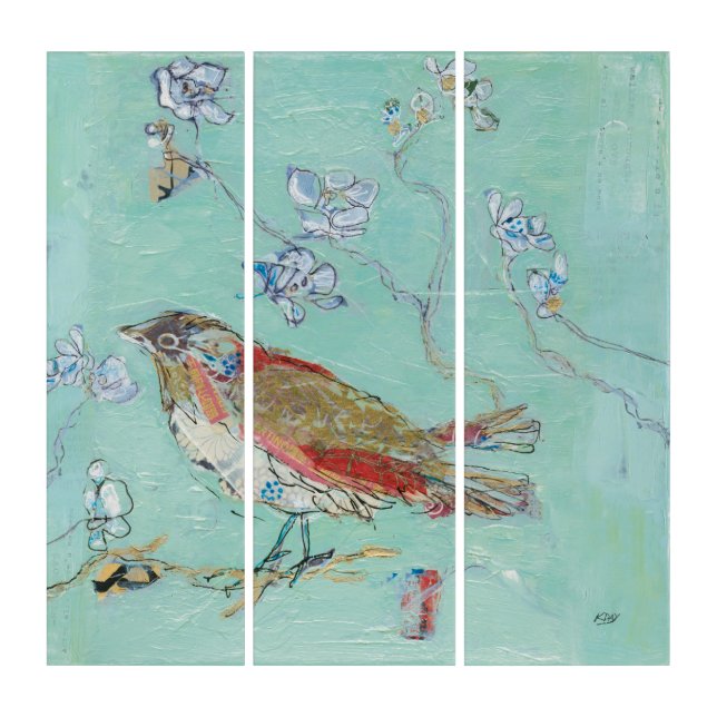 Aqua Bird Triptych (Front)