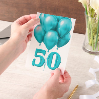 Aqua Birthday Balloons Age Overlay Vellum Invitations
