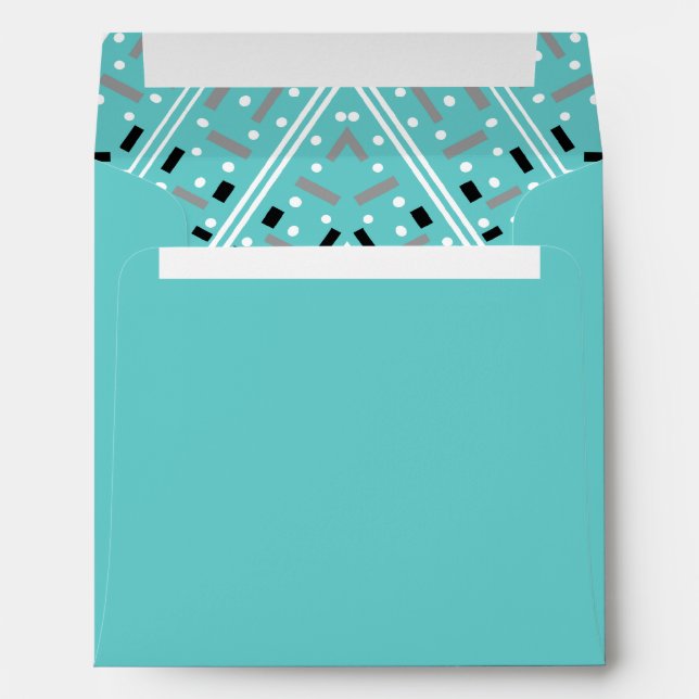 Aqua Birthday Party Square Envelope - Abstract (Back (Bottom))