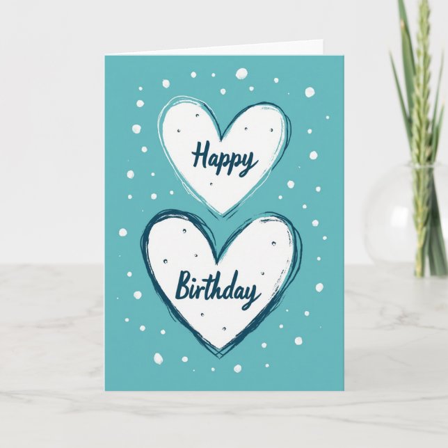 Aqua Birthday Scribbles Card (Front)