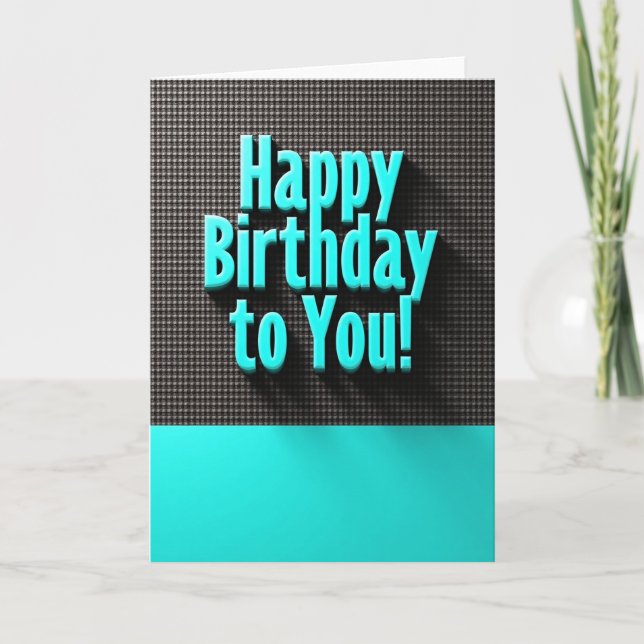 Aqua Birthday Wishes Card (Front)