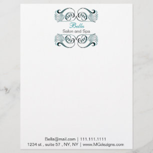 aqua black and white Chic Business letterheads Letterhead
