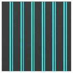 [ Thumbnail: Aqua & Black Colored Lined/Striped Pattern Fabric ]