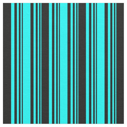 Aqua & Black Colored Lines/Stripes Pattern Fabric