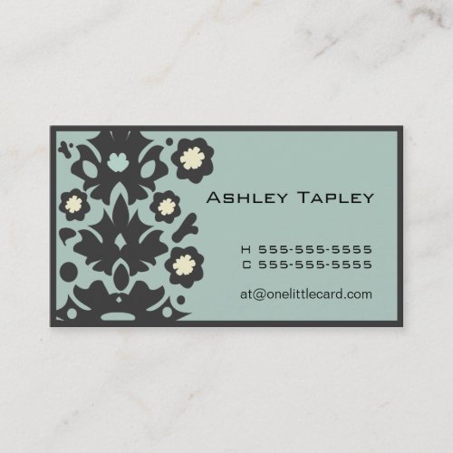 Aqua &amp; Black Flower Power Business Card Template