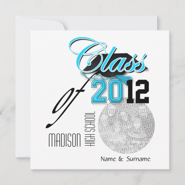 Aqua black graduation "class of" template (Front)